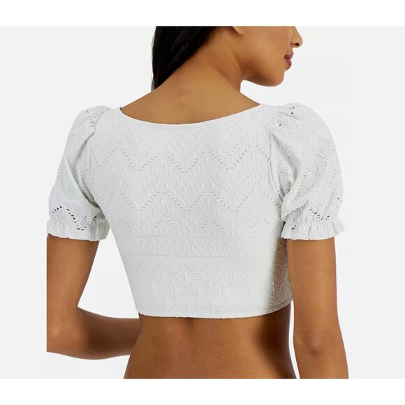 Roxy Women's Quiet Beauty White Short-Sleeve Bikini Top Medium New $58 - Picture 2 of 4